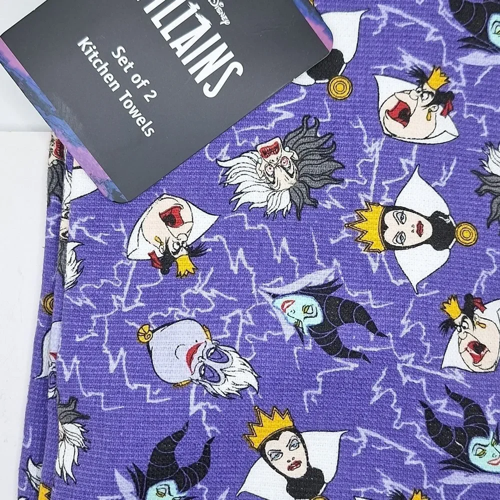 purple Disney Villains kitchen towels cotton